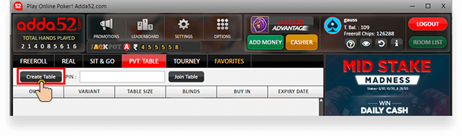 Play poker with friends on private poker table
