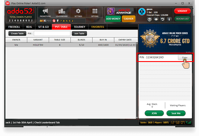 Create your own private poker table